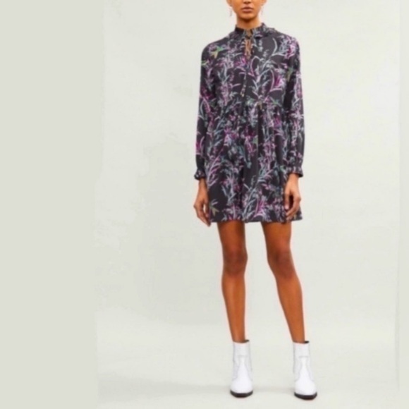Ted Baker Dress Duclin Fortune Mini In Black Plum Floral